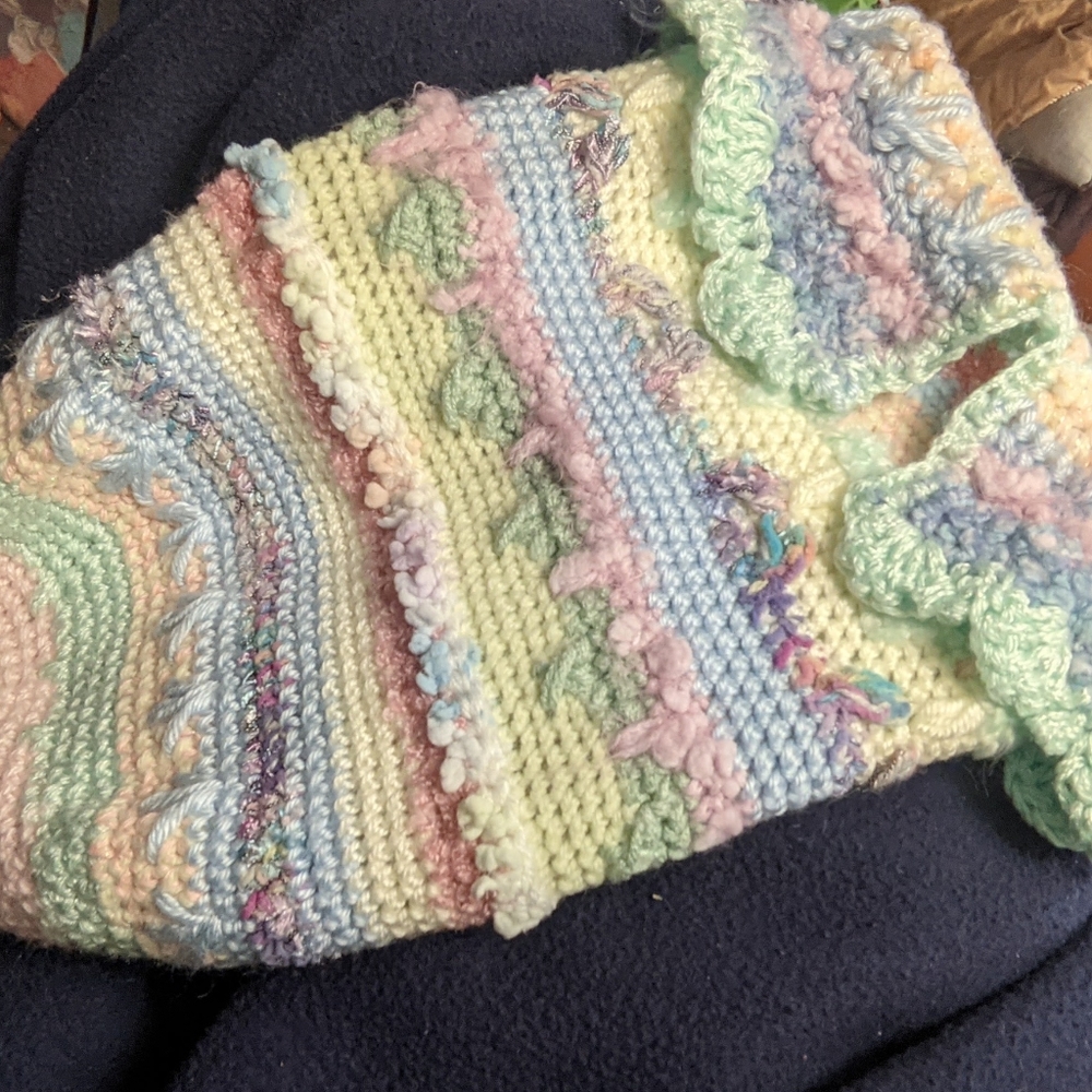 Handcrafted crochet baby bunting